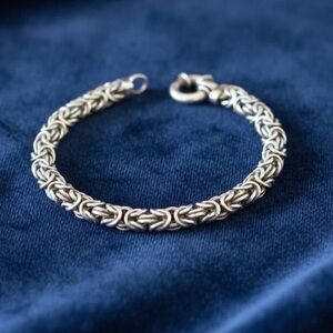 Sterling Silver 925 Byzantine with Springring Clasp on Marked Turkey and 925